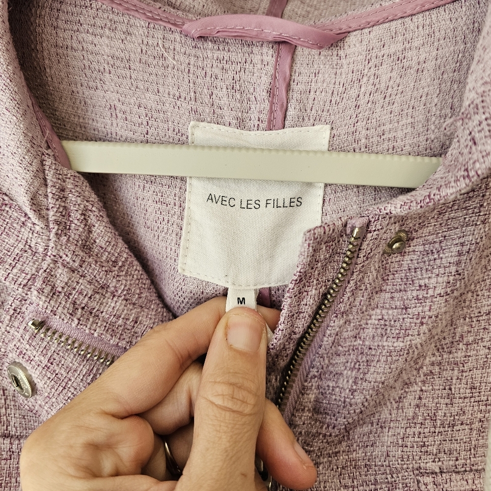 Avec Les Filles x Anthropologie Hooded Jacket Woven Lilac Purple Shacket - Picture 3 of 8